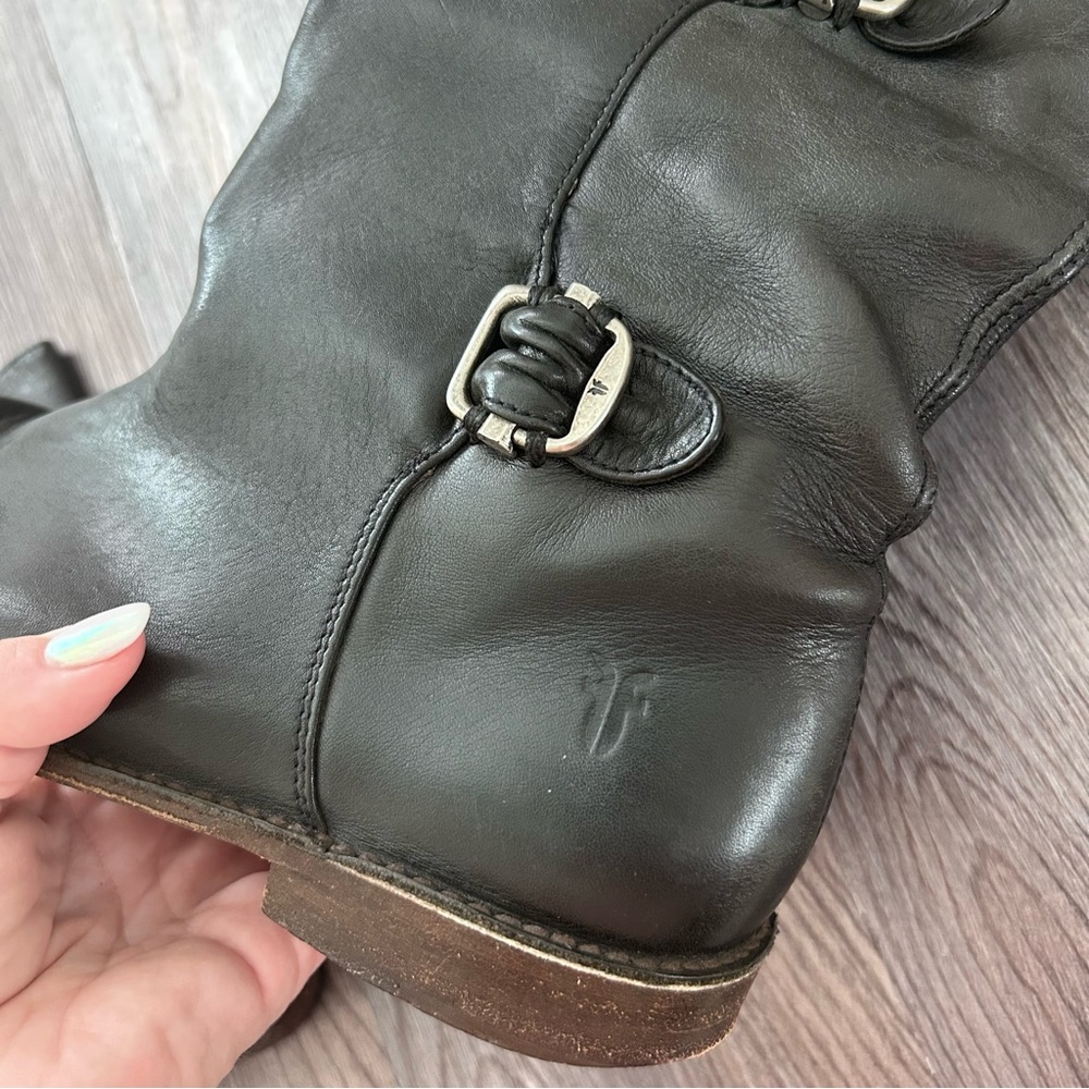 FRYE Leather Paige 3 Buckle Tall Riding Boots 
77066 
Sz 7.5 Black - Picture 5 of 10